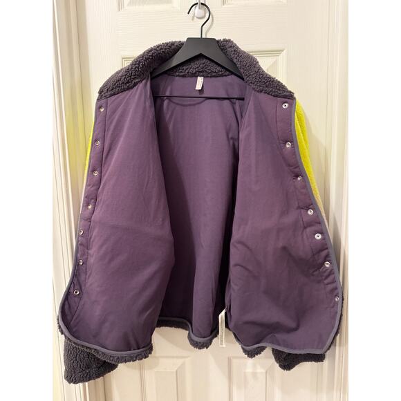 Free People FP Movement Fleece Jacket Yellow Purple Ombre L Large Hit the Slopes - Picture 4 of 8